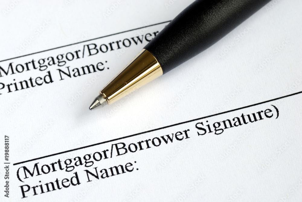 Sign your name here on the mortgage application Sign your name here on the mortgage application