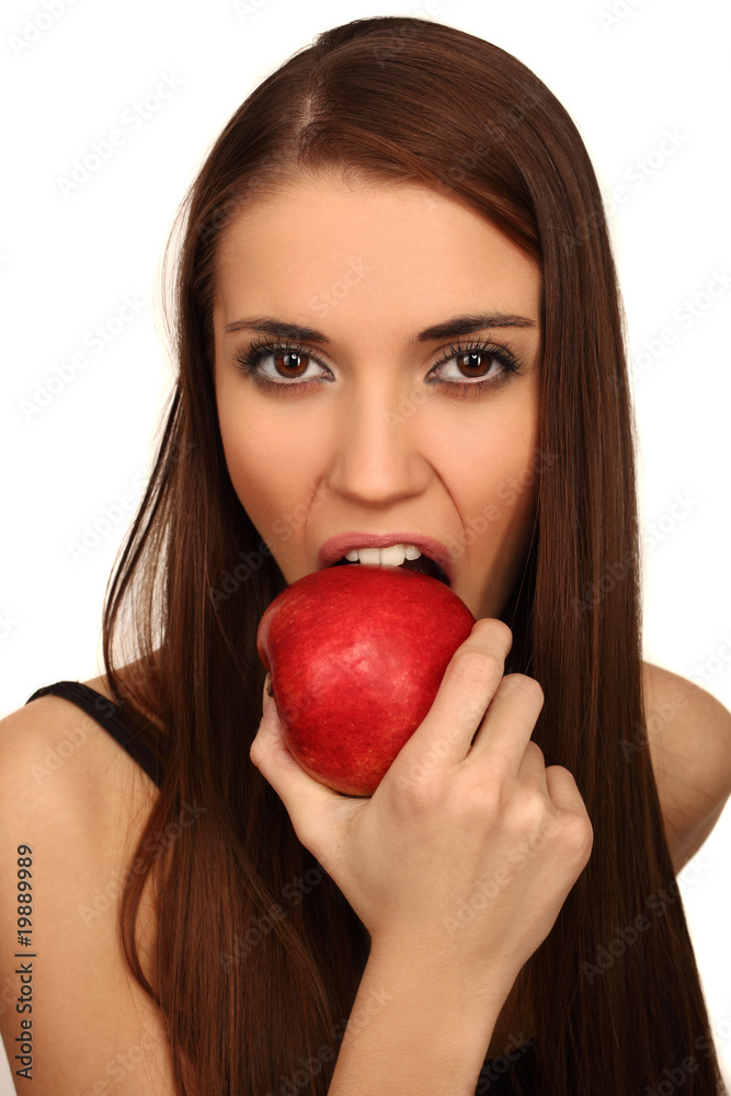 The girl eats a apple The girl eats a apple