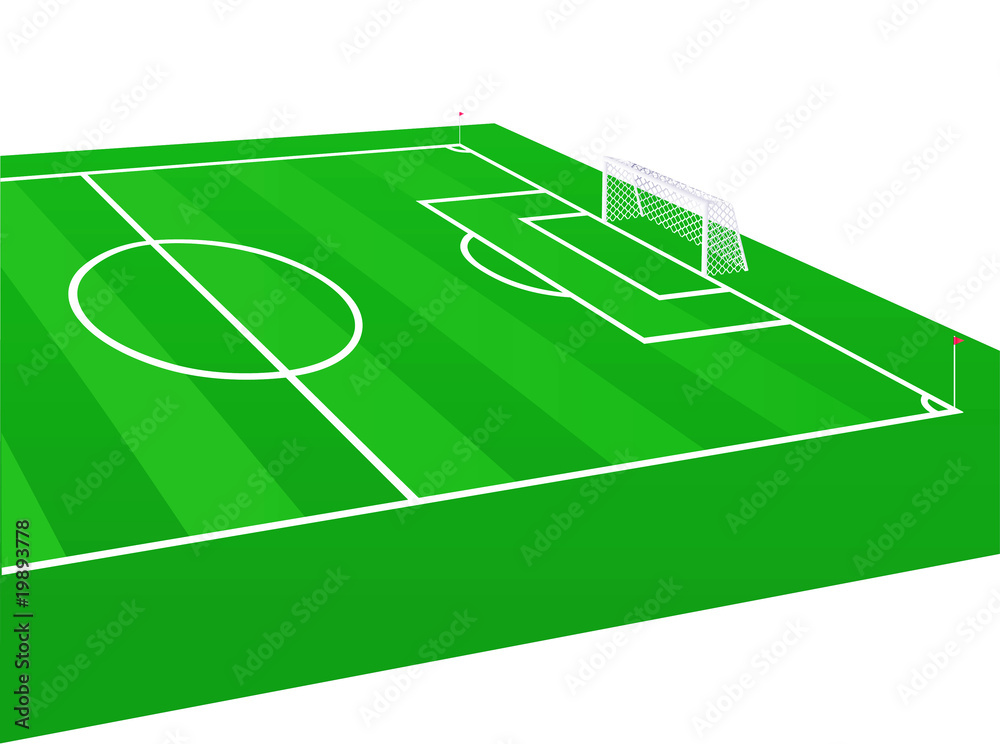Fototapeta premium Soccer field wiyh detailed goal. Vector illustration.
