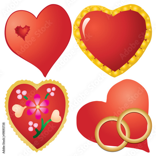 Set of valentine`s hearts, part 10, vector illustration