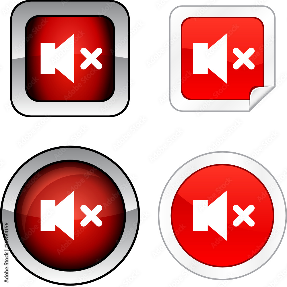 Mute web buttons. Vector illustration Mute web buttons. Vector illustration