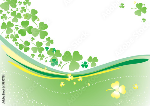 Vector background with clover leafs and shapes