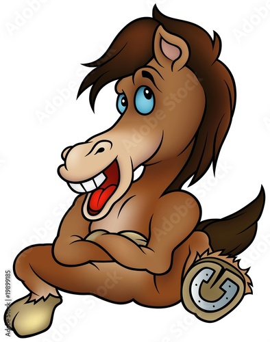 Fototapeta Naklejka Na Ścianę i Meble -  Sitting Horse- cartoon illustration