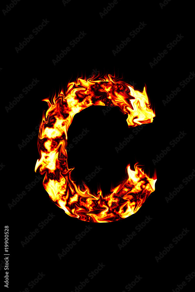 Lettre C en feu Illustration Stock | Adobe Stock
