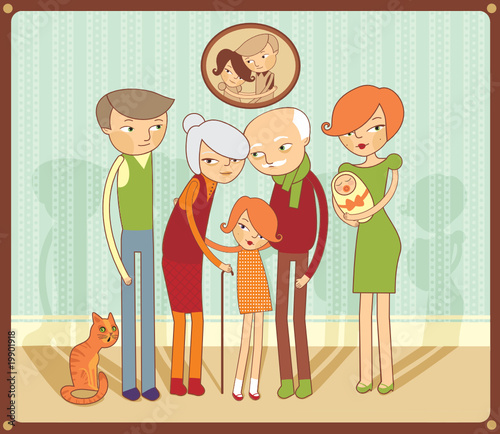 Cartoon family portrait