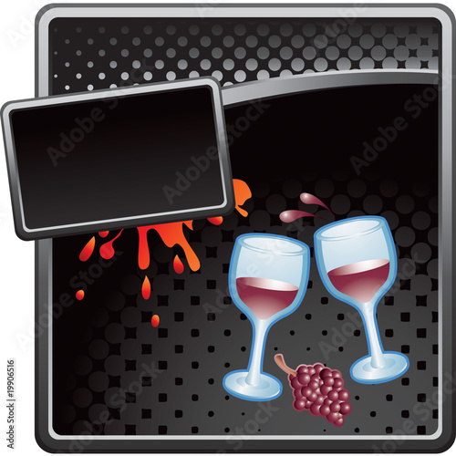 wine glasses black halftone grungy ad