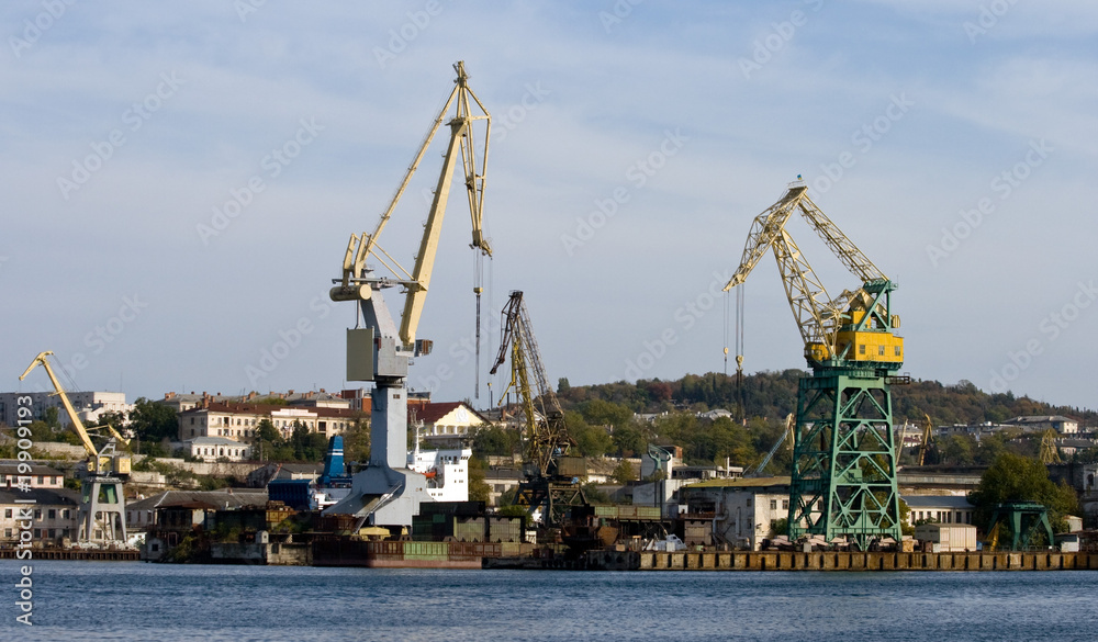 Harbour cranes.