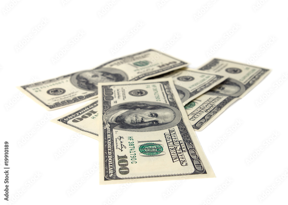 Dollar banknotes. Isolated on white background. Dollar banknotes. Isolated on white background.