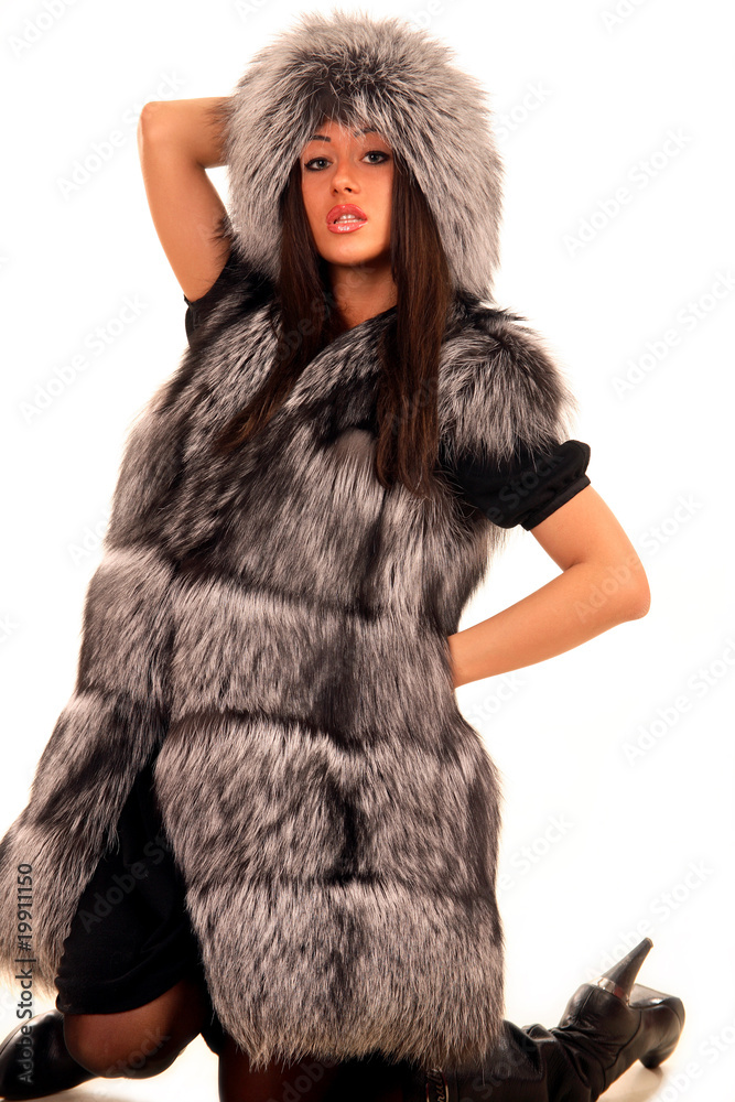 attractive young woman in expensive fur coat attractive young woman in expensive fur coat
