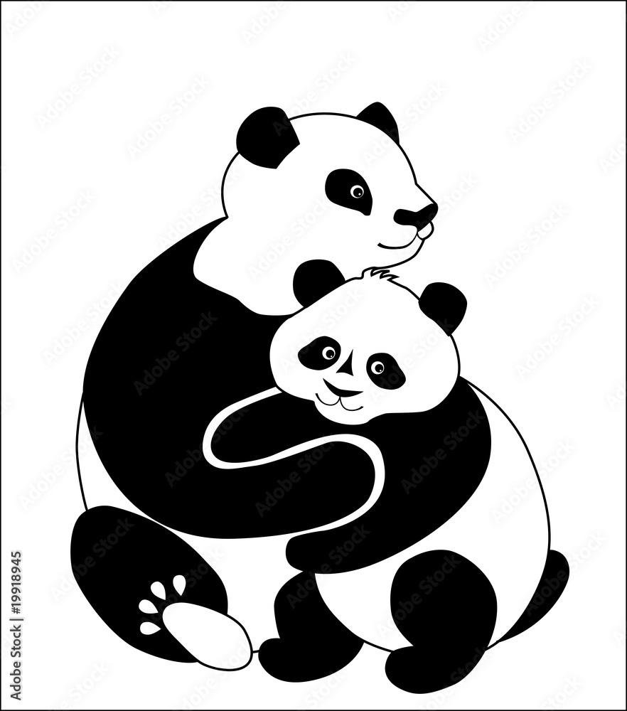 Fototapeta premium Family of pandas