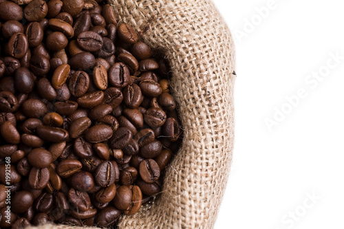 Coffee in a sack in left side