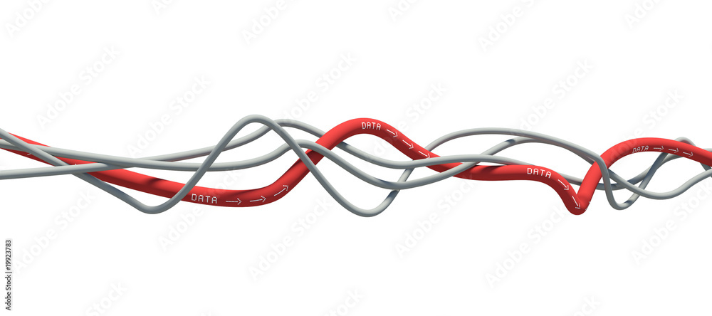Isolated 3d grey and red cables. Clipping path included. Isolated 3d grey and red cables. Clipping path included.