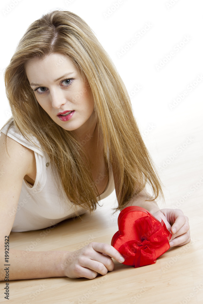 portrait of lying woman with heart portrait of lying woman with heart