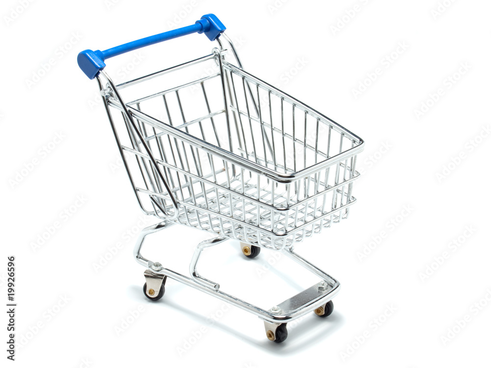 Empty shopping cart three-quarters view Empty shopping cart three-quarters view