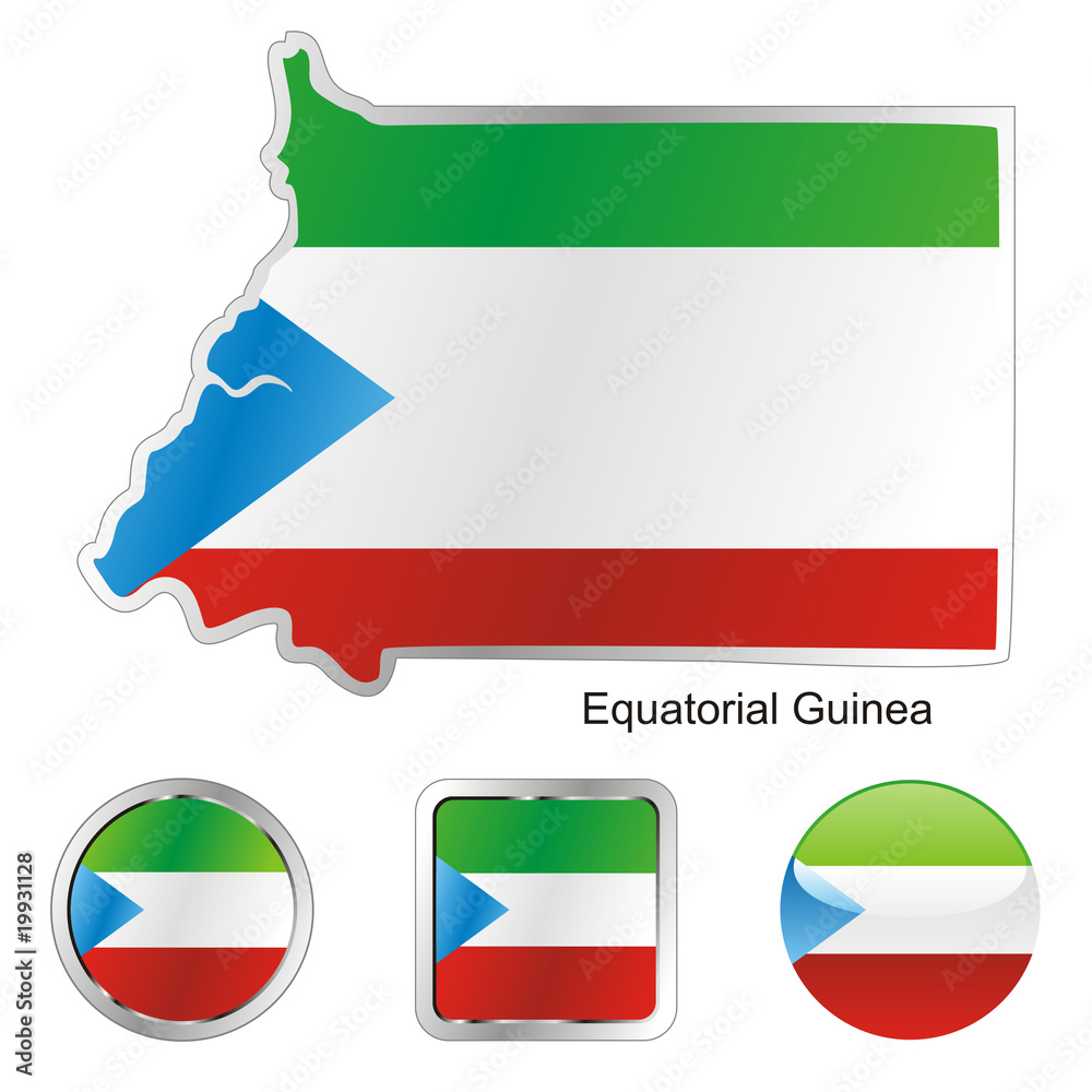 vector flag of equatorial guinea in map and buttons vector flag of equatorial guinea in map and buttons