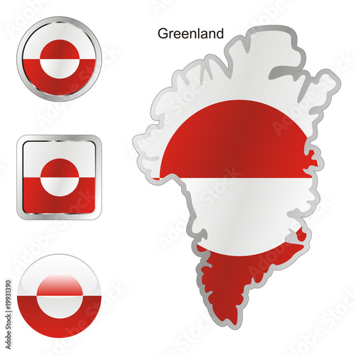 Free Download vector flag of greenland in map and web buttons shapes - GFXLoad