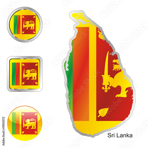 vector flag of sri lanka in map and web buttons shapes