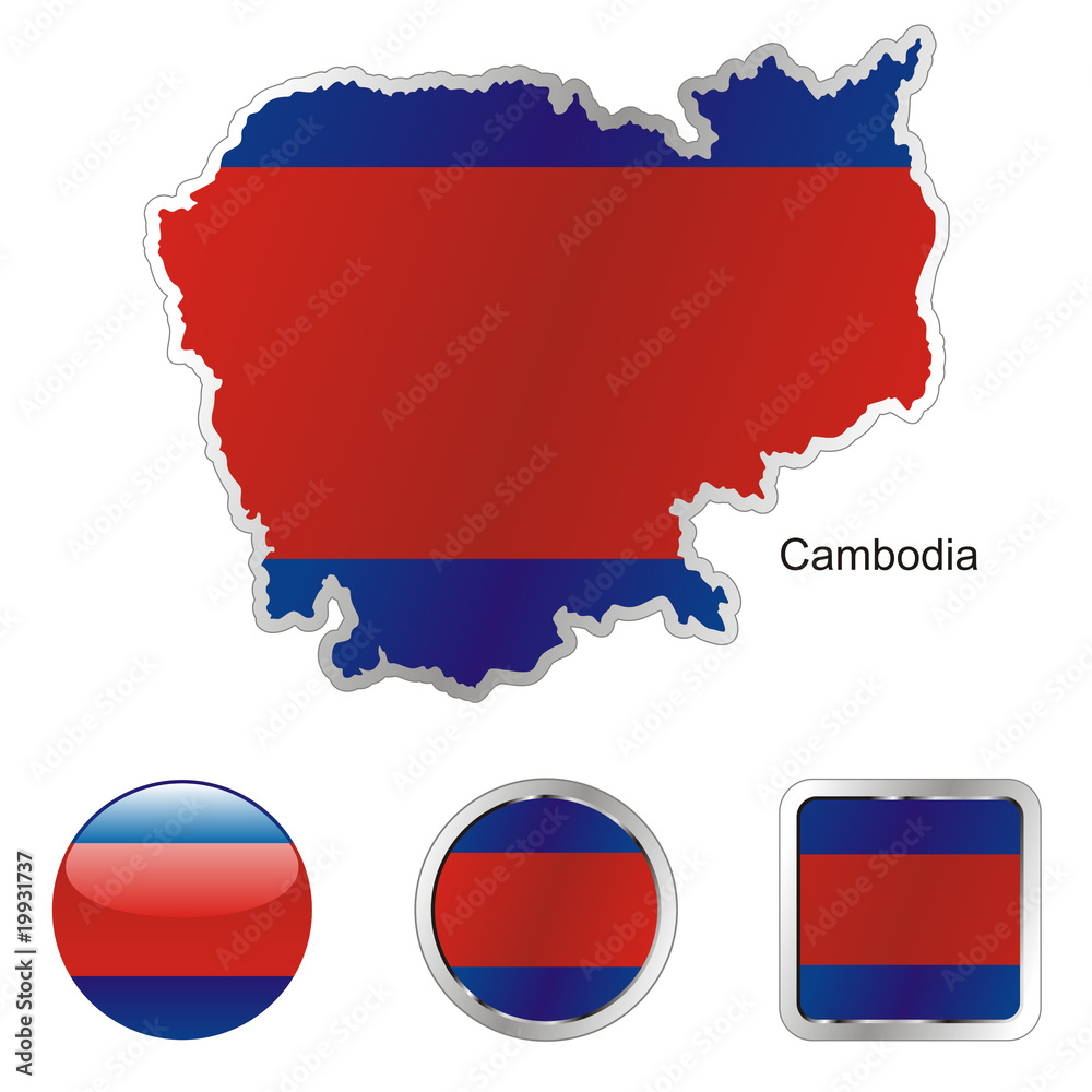 vector flag of cambodia in map and web buttons shapes vector flag of cambodia in map and web buttons shapes