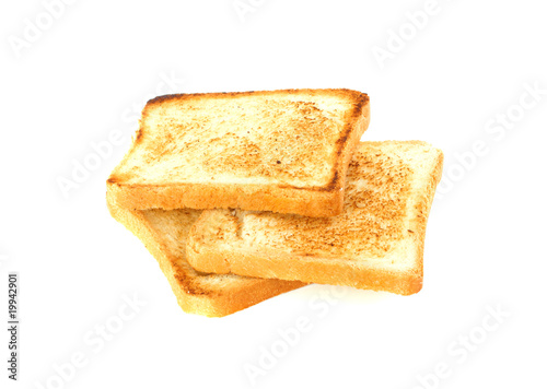 three pieces of toast isolated on white