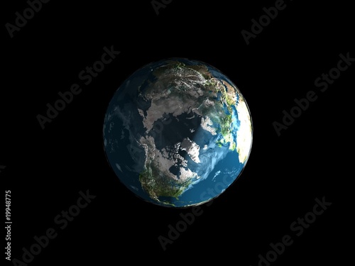 Earth model. Polus view.