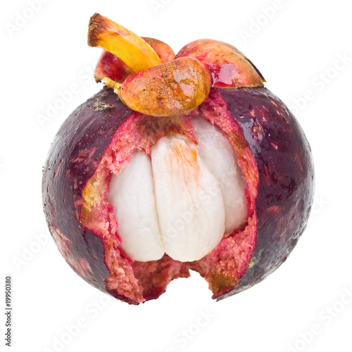 Mangosteen with slice isolated on white