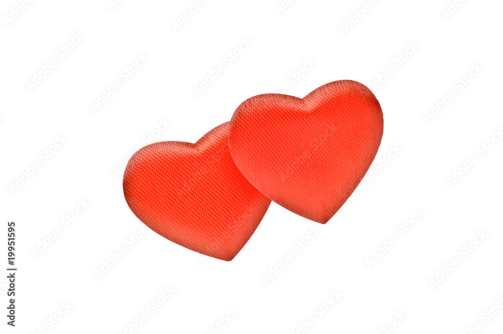 Red hearts isolated on white background