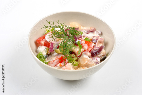 some fresh organic herring salad with tomato