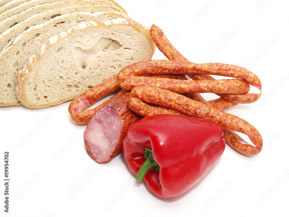 sausage with bread and vegetables