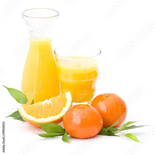 orange juice and some fresh fruits