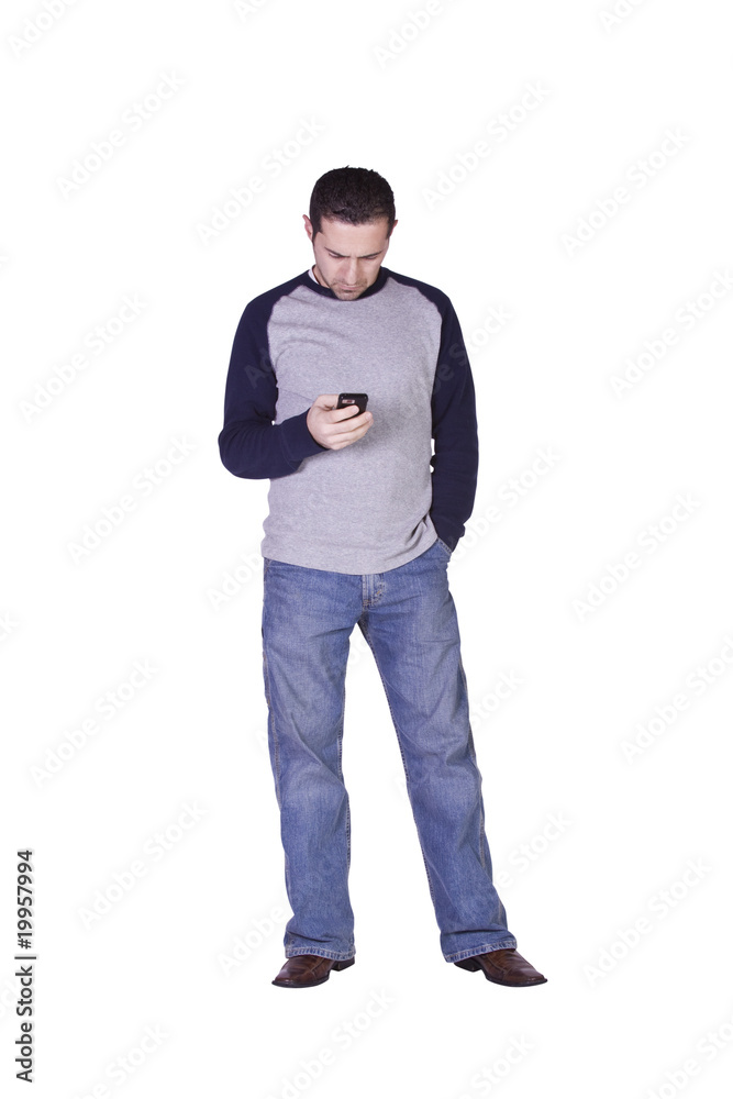 Mediterranean Man Checking his Emails on his Palm Pilot Mediterranean Man Checking his Emails on his Palm Pilot