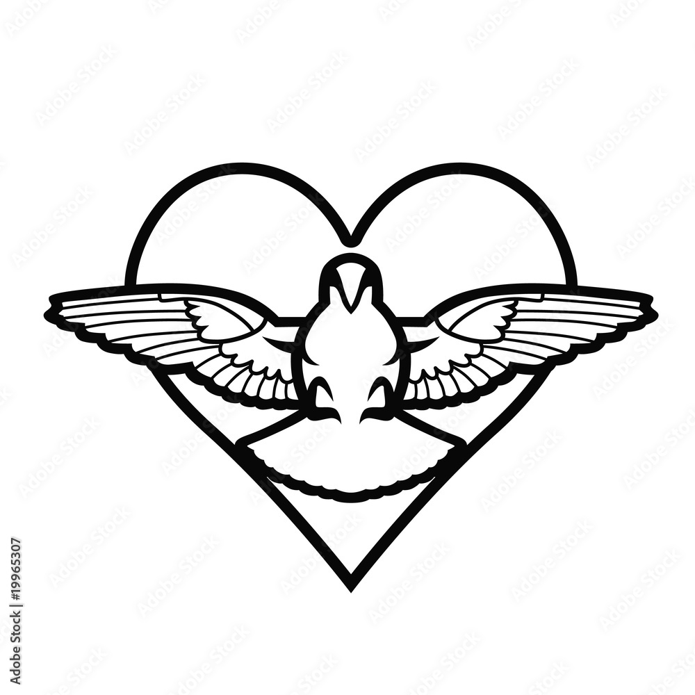 Dove, heart, tattoo Stock Vector | Adobe Stock