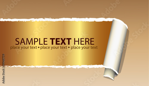 Ripped paper displaying a golden background