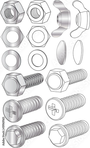 Set of bolts and nuts