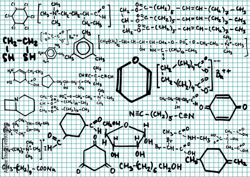 Squared paper with chemical formula
