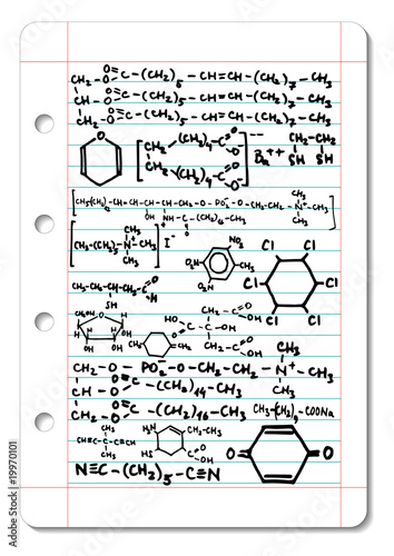 Squared paper with chemical formula