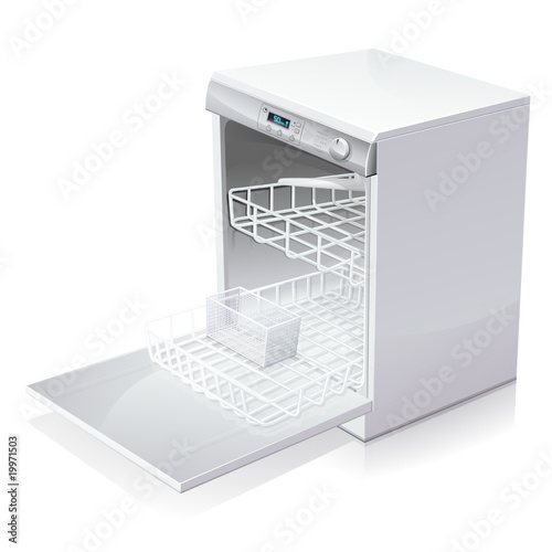 Lave-vaisselle ouvert (reflet)