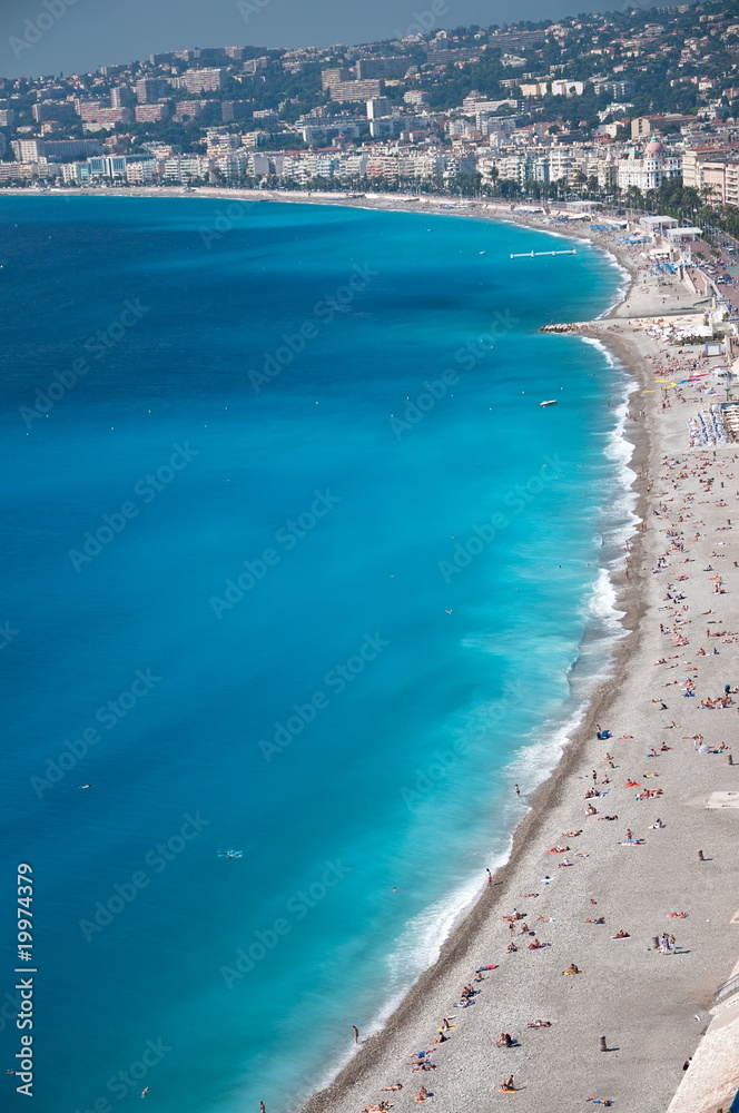 View of the french riviera coastline in Nice, France