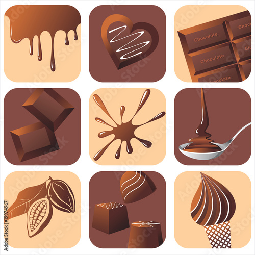chocolate icons set