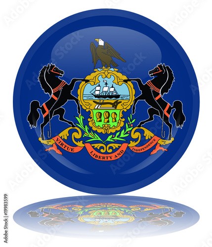 Pennsylvania Flag Round Button (Pennsylvanian Vector Reflection)