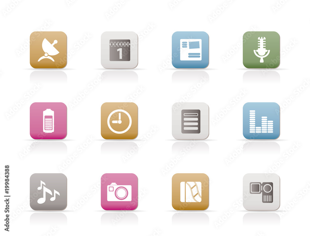 Mobile phone performance icons - vector icon set Mobile phone performance icons - vector icon set