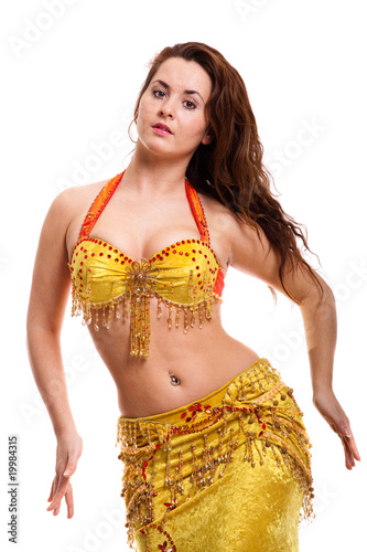 beautiful Bellydancer in golden costume
