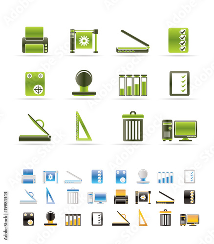 Print industry Icons - Vector icon set  - 3 colors included