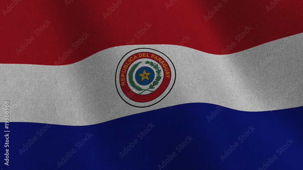 Flag of Paraguay waving in the wind - seamless loop