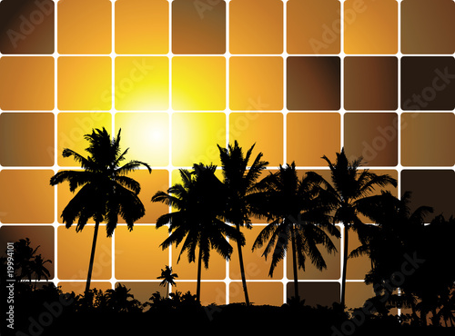 Tropical sunset, mosaic background for your design