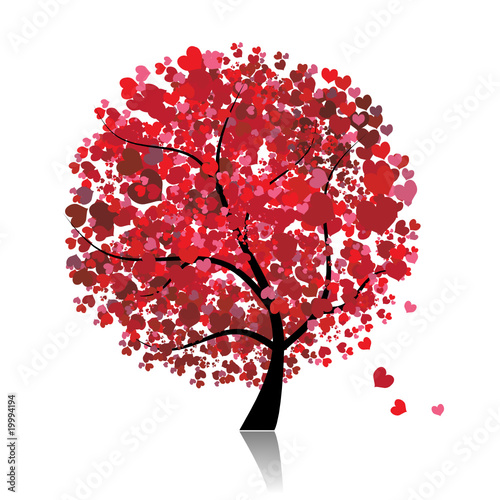 Valentine tree, love, leaf from hearts