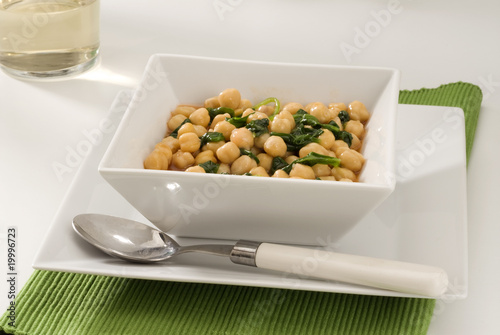 Spanish Cuisine. Spinachs with chickpeas. photo