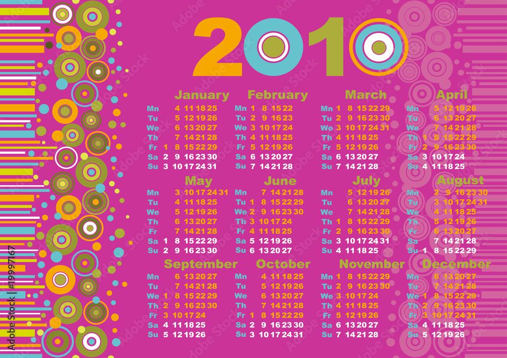 Pink calendar 2010