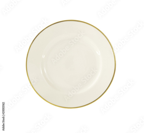 white with gold rim appetizer plate