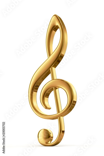 Obraz na płótnie Golden treble clef - 3d render