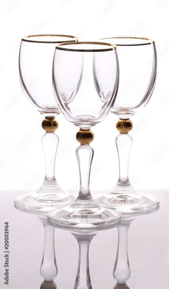 Three empty glass on white Three empty glass on white